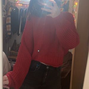 slightly cropped knitted sweater